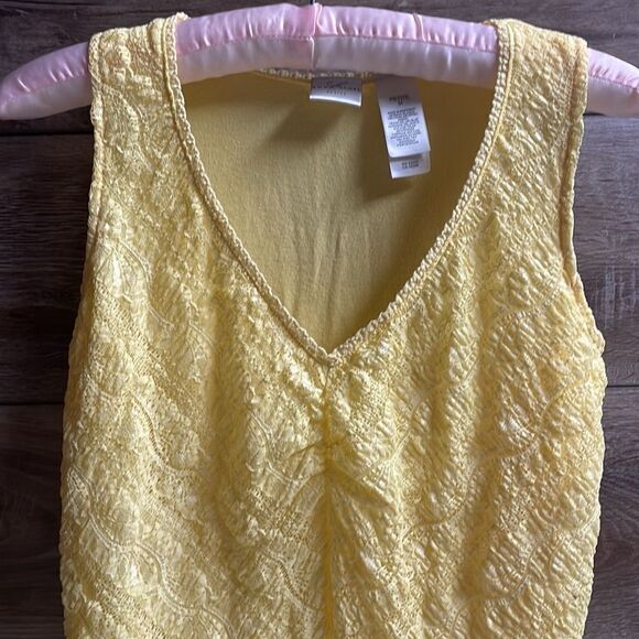 EMMA JAMES Ladies Petite Medium Lace Tank Top Blouse Yellow - Picture 2 of 5